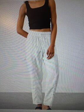 Athleta Retreat High Rise Ankle Pant Linen NWT white size MTall